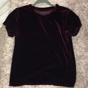 Red velvet t shirt.